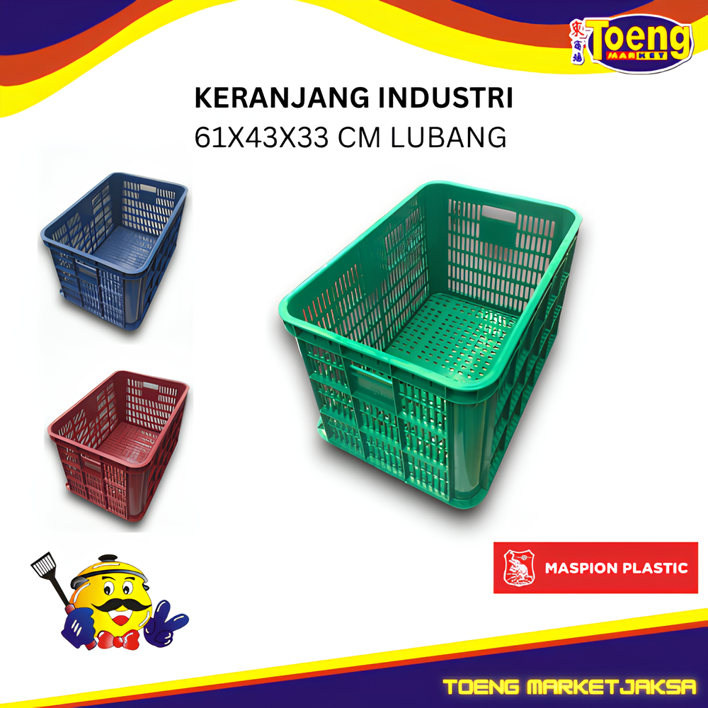 Keranjang Serbaguna - Keranjang Krat - KERANJANG INDUSTRI 61X43X33 CM LUBANG MASPION
