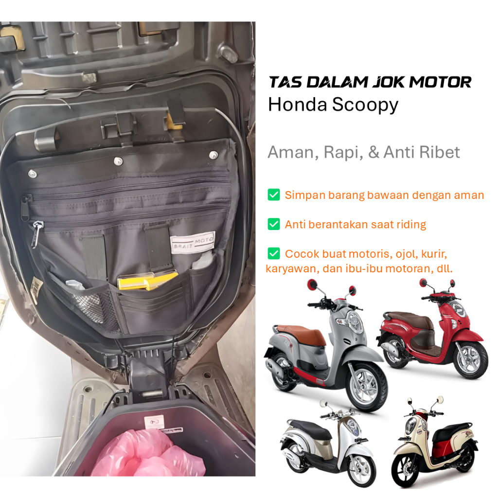 Tas Organizer Dalam Bagasi Jok Motor Honda Scoopy