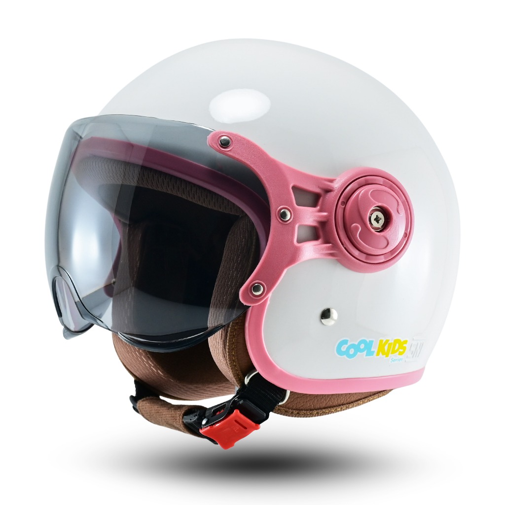 Helm Anak Lunar Kids Solid BIP PLAST Helm Anak Retro Pilot Polos Kaca Pilot