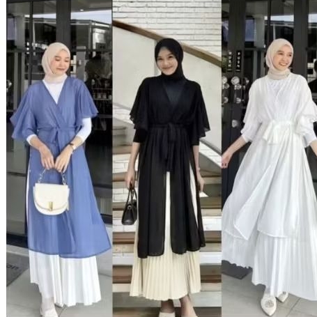 DRESS OUTER CERUTI LENGAN KERIWIL WARNA HITAM