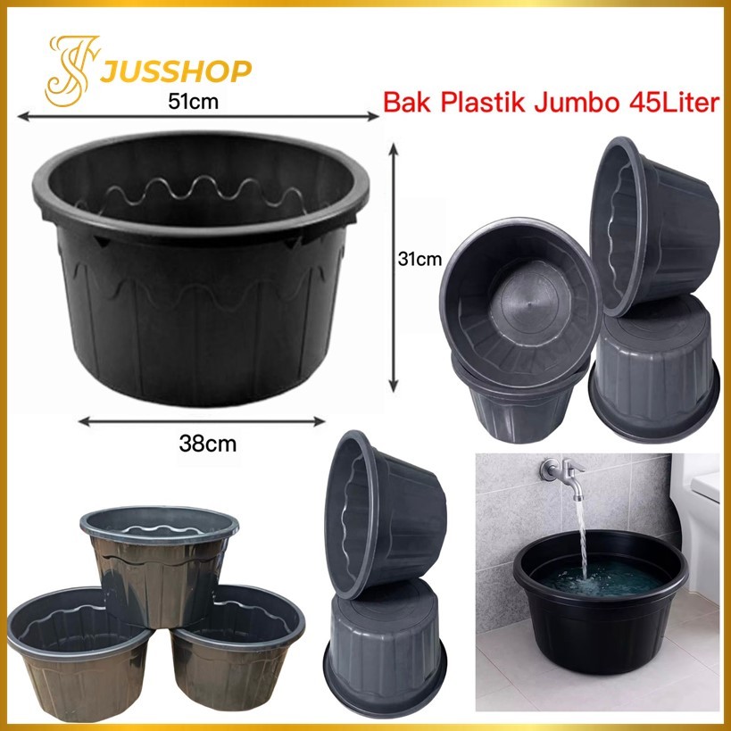 Baskom Plastik Jumbo 45L Bak Air Besar Jumbo Tebal Anti Pecah Bak Cuci Baju Kotor Serbaguna