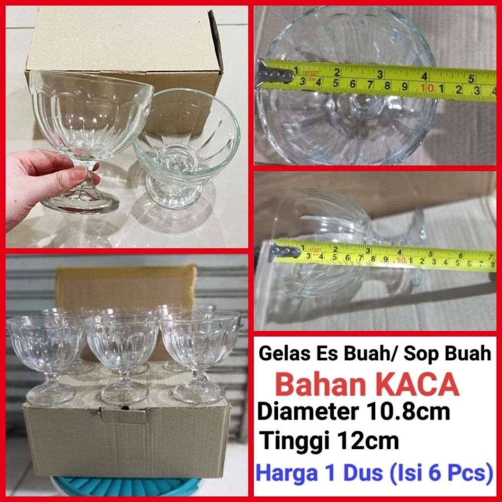 mangkok es buah sop buah gelas es krim gelas es buah Harga 1 Dus (Isi 6 Pcs)
