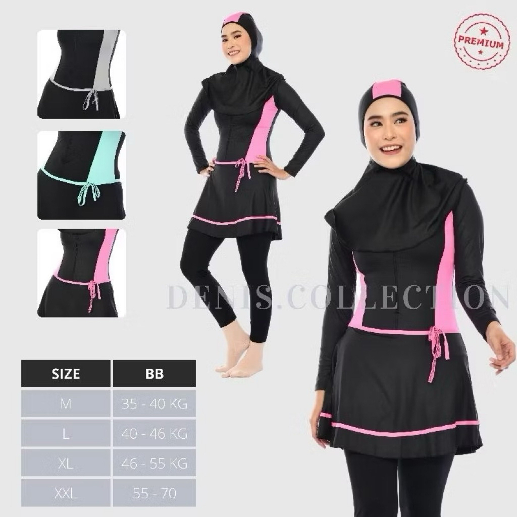 Baju Renang Hijab Rok Dewasa/ Baju Renang Hijab Perempuan Dewasa/Baju Renang Set rok