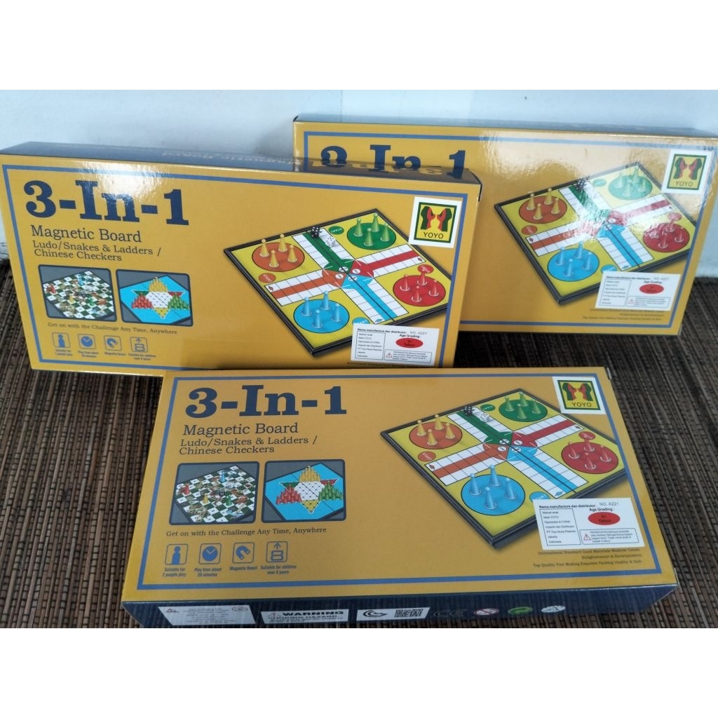 Mainan Magnetic Board 3 in 1 Ludo/Snakes & Ladders / Chinese Checkers