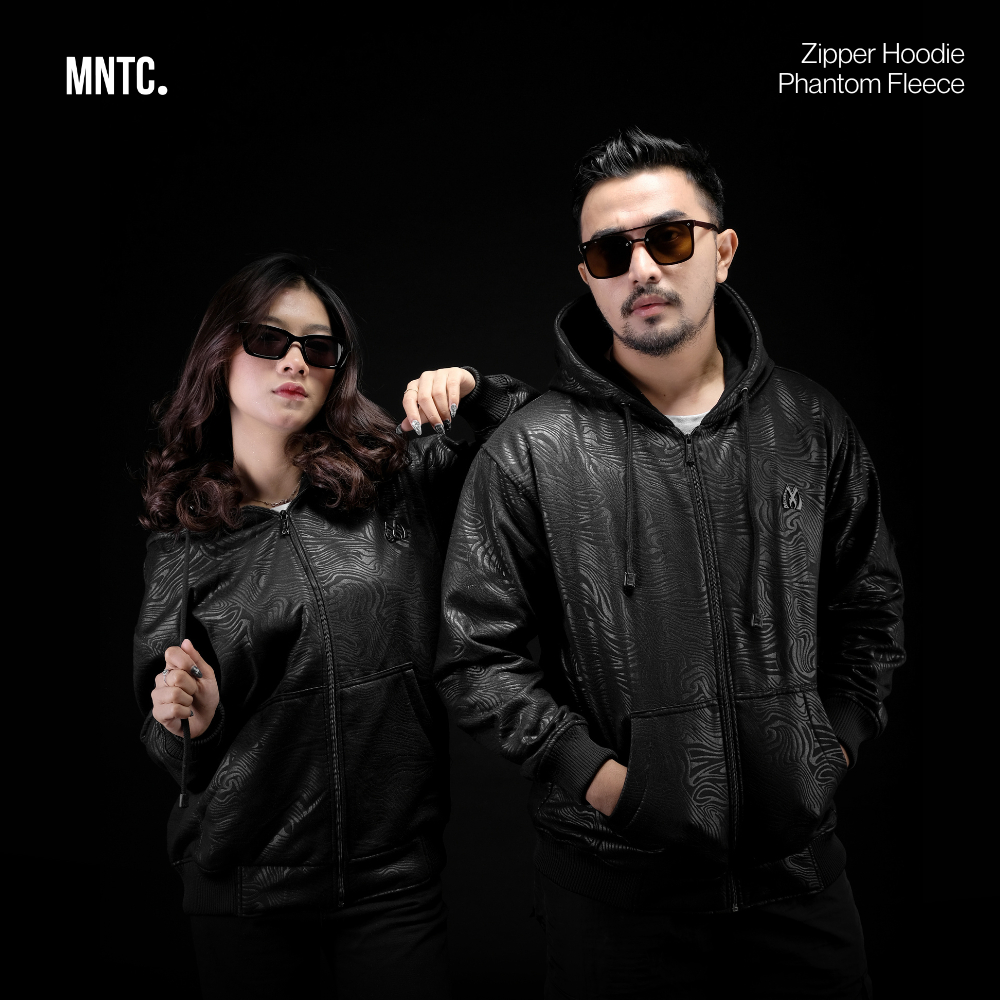 MNTC Zipper Hoodie Phantom Fleece Embos Hitam