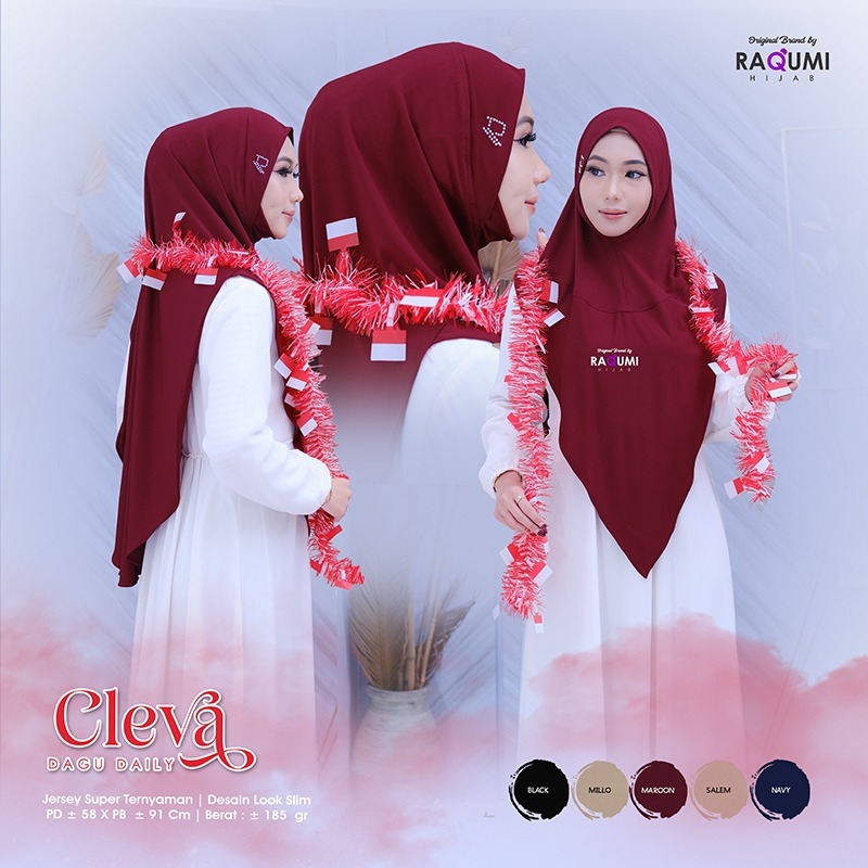 Cleva Hijab Original Raqumi Jersey Super Hijab instant Dagu Daily Cleva Raqumi Hijab