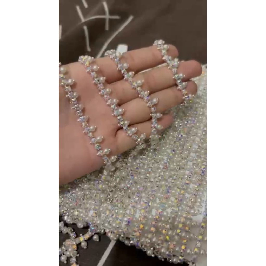 PER METER String Mutiara Pearl Rangkai Payet Meteran Mutiara Premium