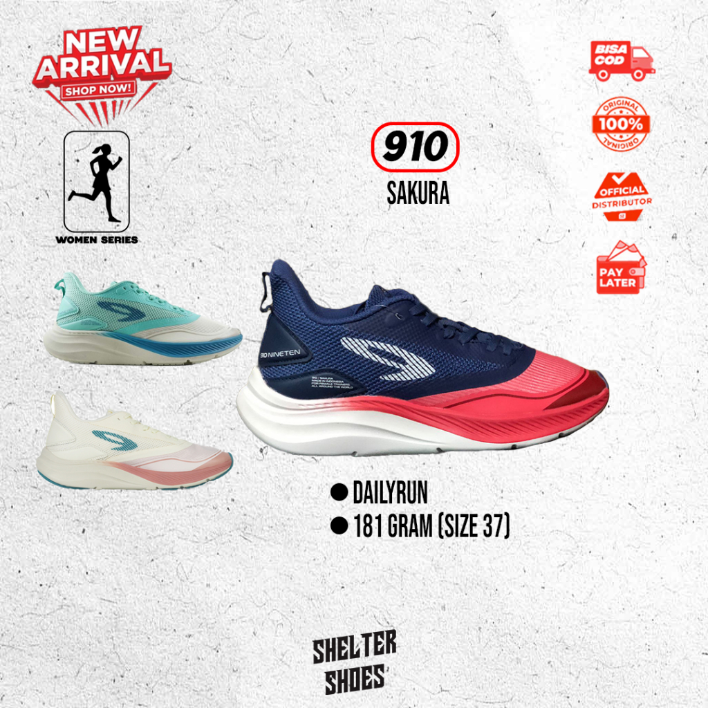 SEPATU RUNNING NINETEN 910 SAKURA WOMEN 1 WARNA HAZE VISION 1.0 HAZE 1.5 AURORUN KANZAKI HANNA RYU