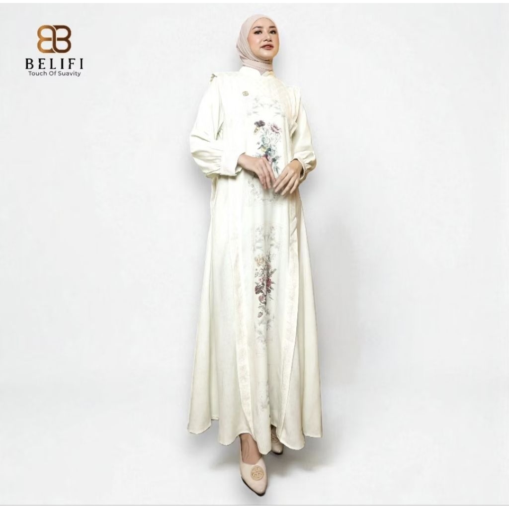Gamis Belifi Zeenath warna Cream