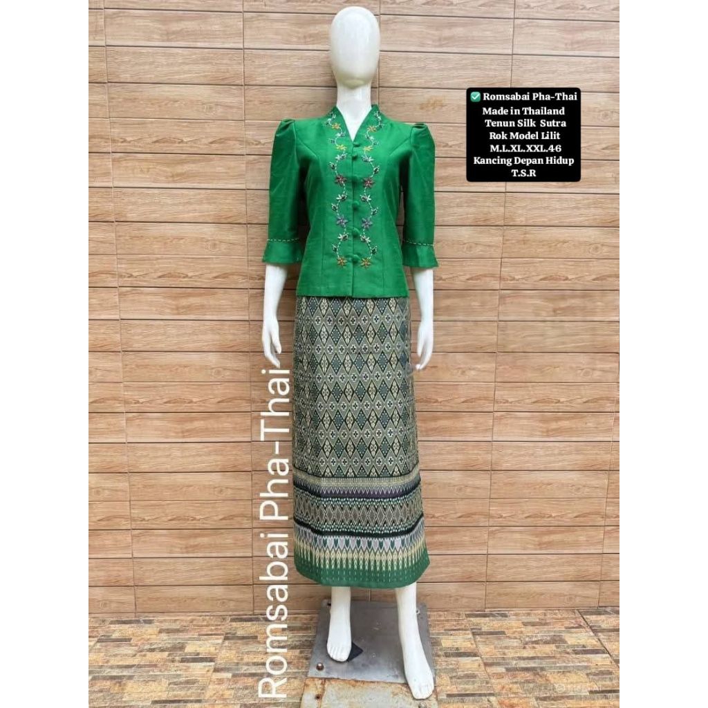 ONE SET ROMSABAI PHA THAI WANITA SETELAN TENUN SILK PREMIUM BANGKOK