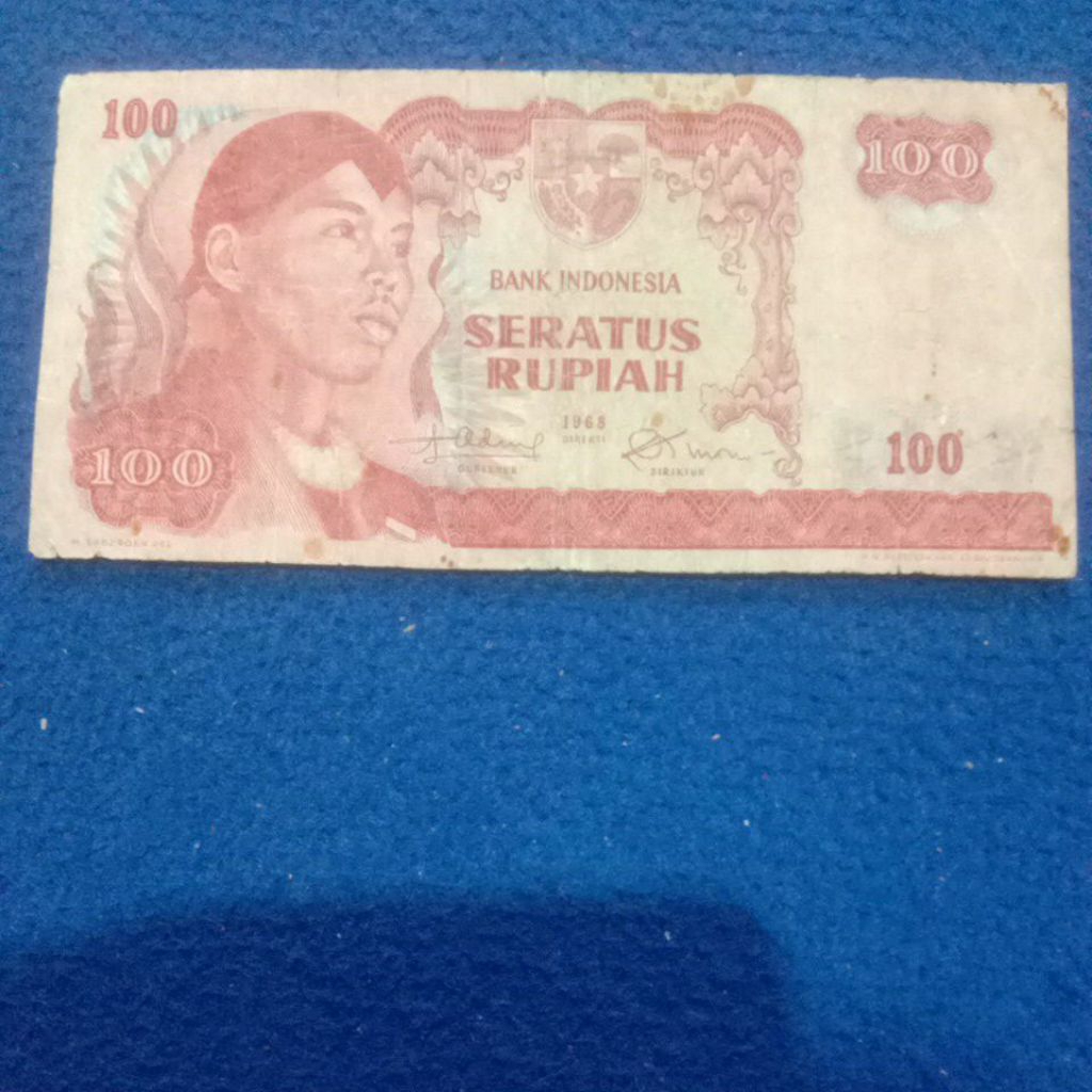 100 rupiah Soedirman tahun 1968 #Bernomer seri cantik#Asli