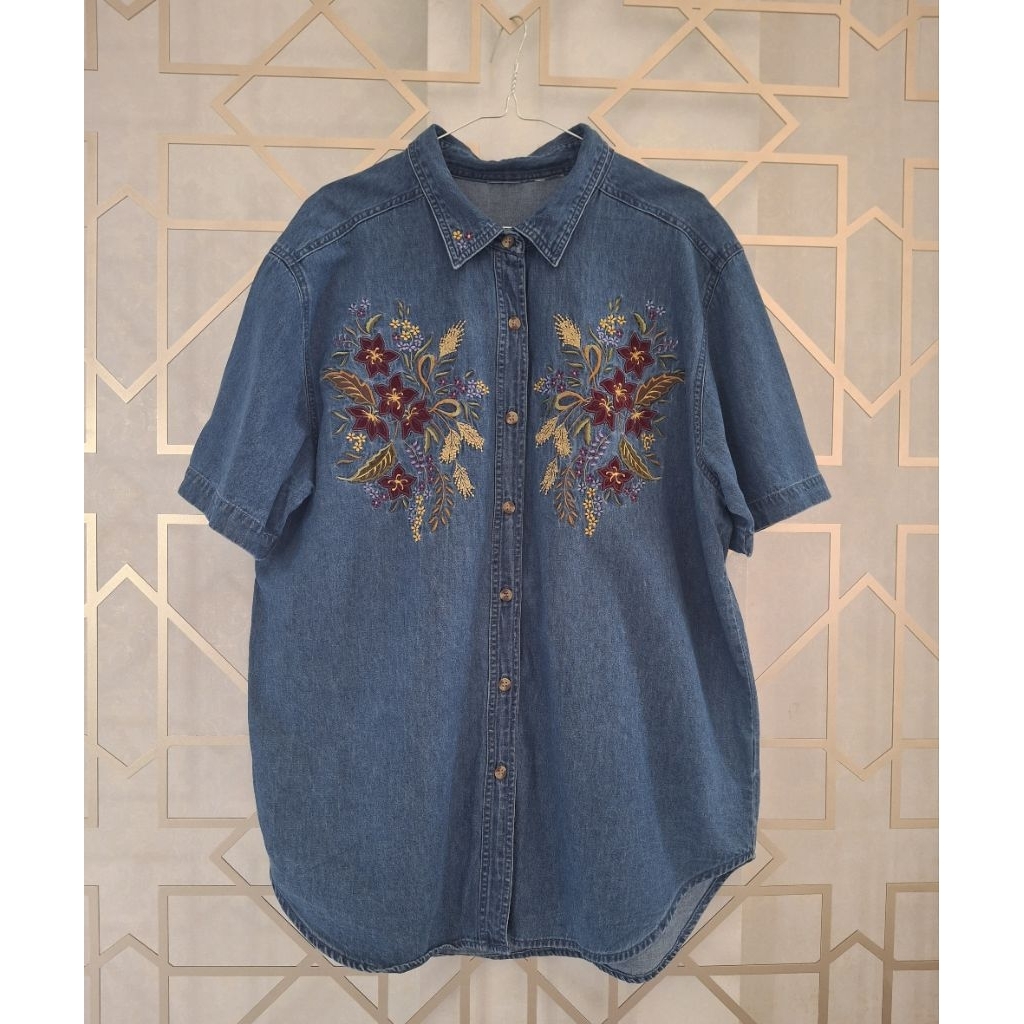 DARLA Denim Shirt || Kemeja Denim || Kemeja Denim Wanita || Kemeja Denim dengan Bordir || Kemeja Den