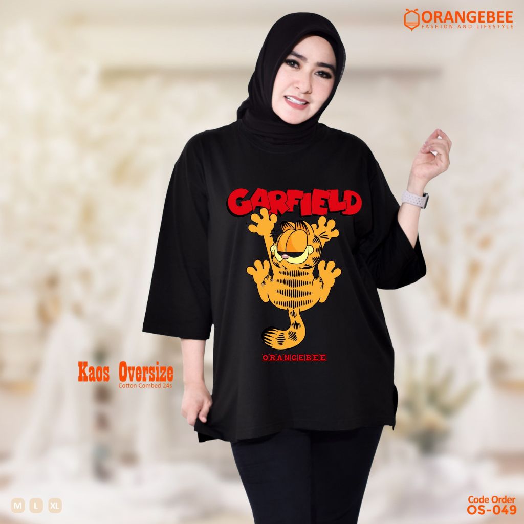 Kaos Oversize Wanita/Kaos Wanita/kaos cewek/Oversize/OrangeBee/Hitam-Kucing