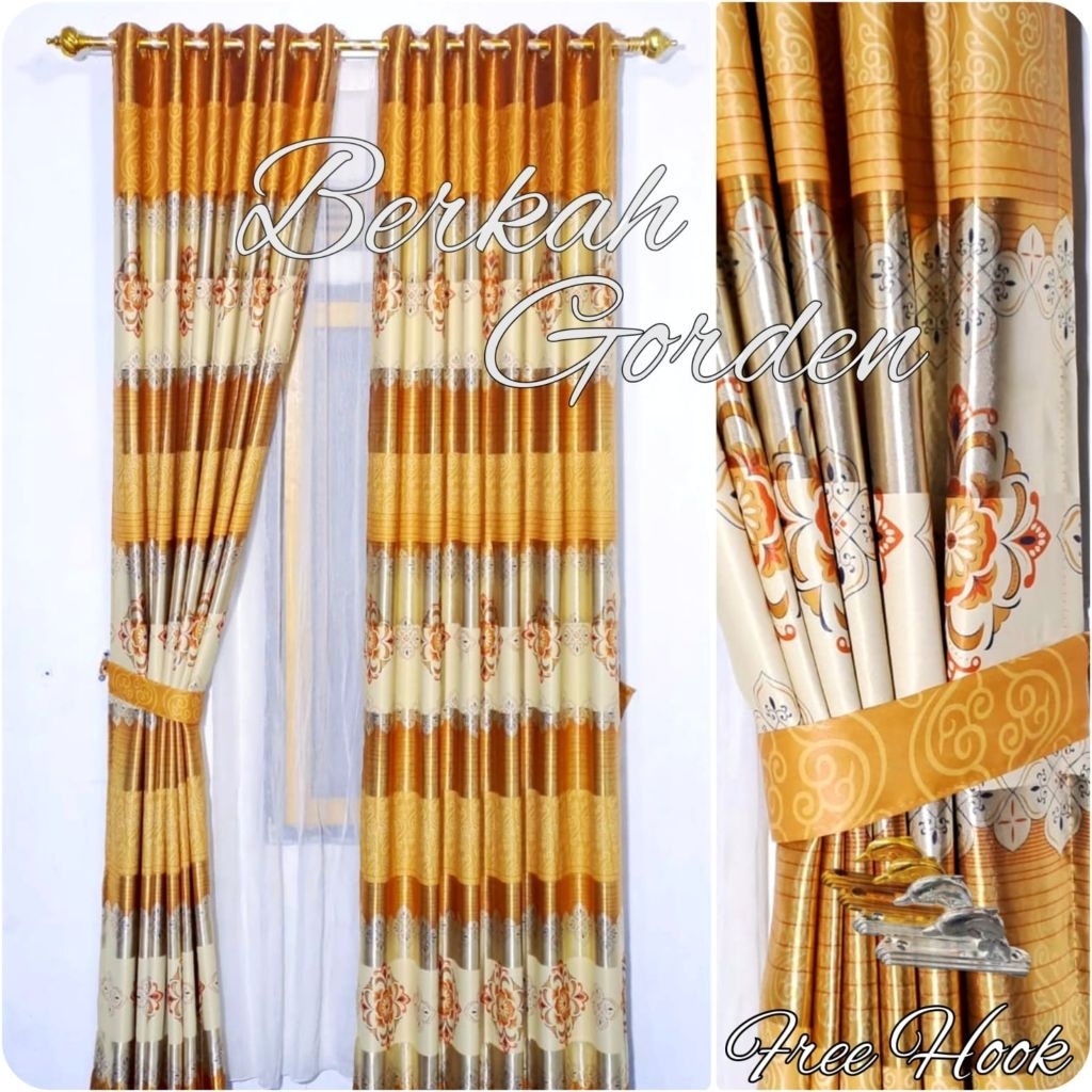 Gorden Blackout Printing Motif Batik Mewah Terbaru Model Smokring Minimalis