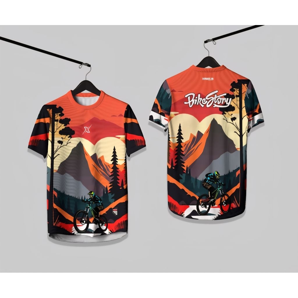 JERSEY BIKE STORY MOUNTAIN ORANGE SIZE LENGKAP S-XXXL