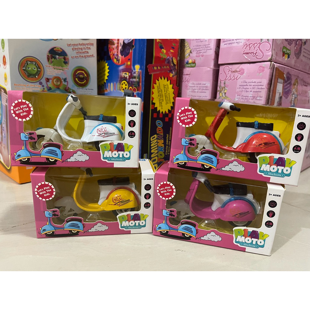 Diecast toys diecast Mainan diecast motor vespa pullback 1 14 alloy bike cafe racer sepeda motor cla