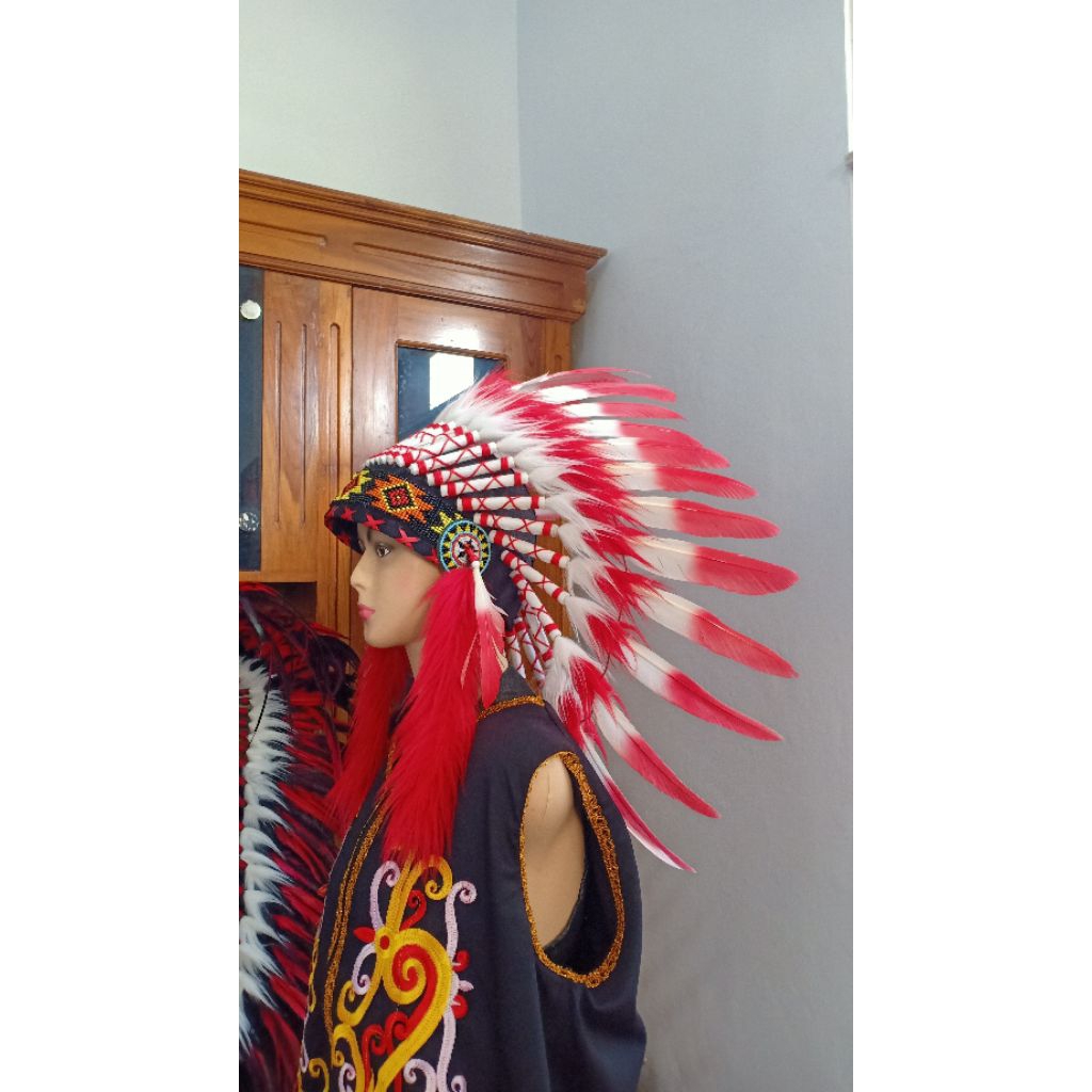 Topi apache indian angsa tema merah putih/topi pesta/topi karnaval