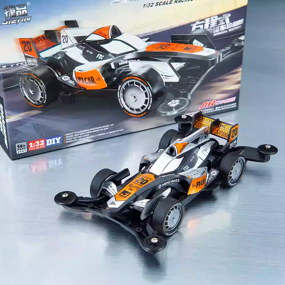 Rep Tamiya Jiepin Mini 4WD SHADOW SHARK ORANGE AR Chassis F1 Formula One Racing