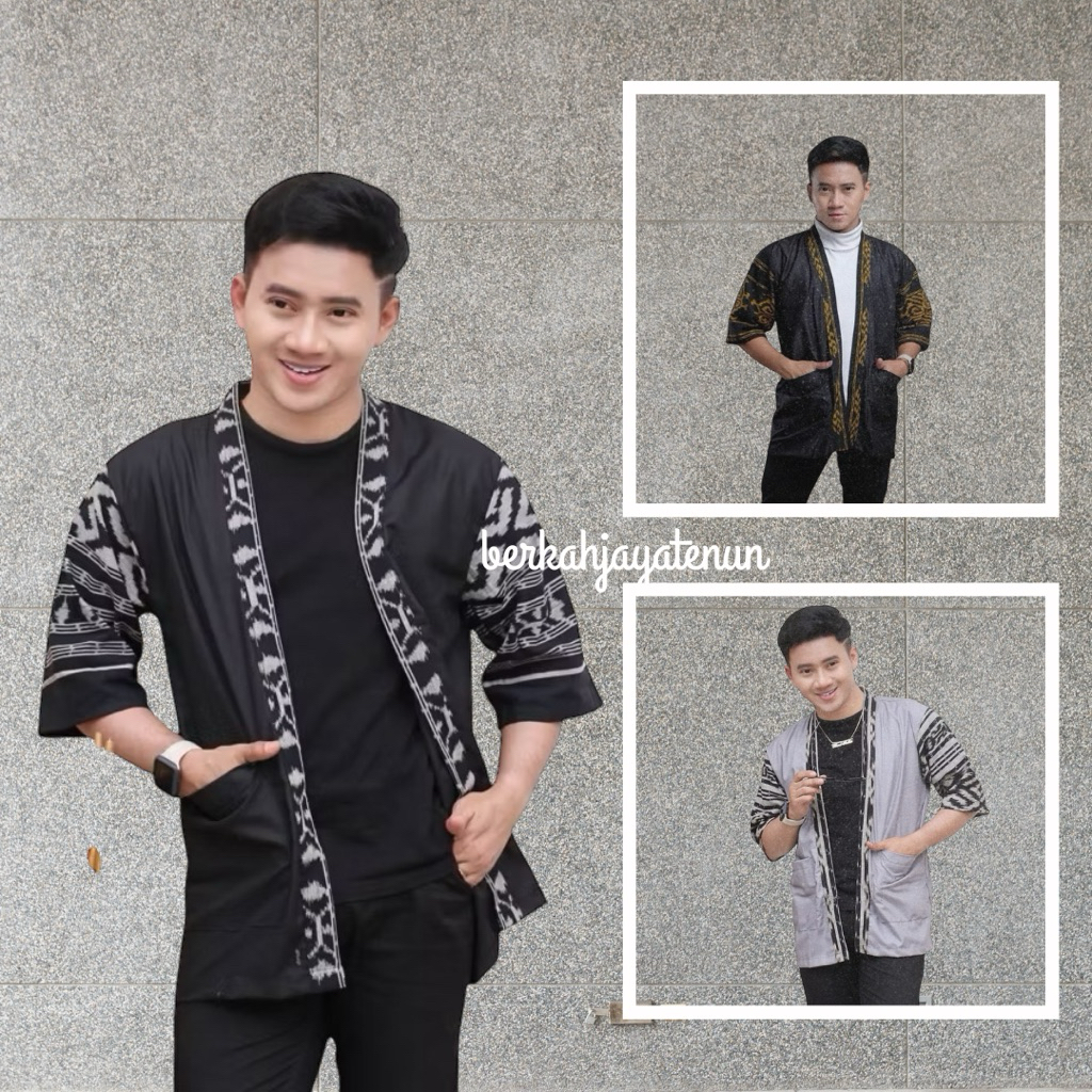 Ready Stok Kimono Etnik Tenun/Outwear Tenun/Baju Pria/Kimono Pria