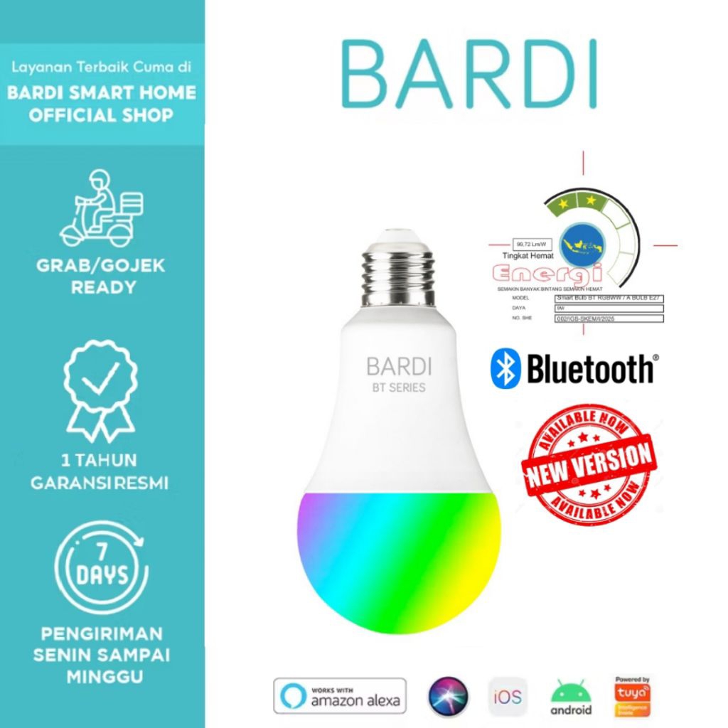 BARDI Official Smart LIGHT BULB 9W RGBWW  - lampu pintar garansi resmi bardi 1 thn