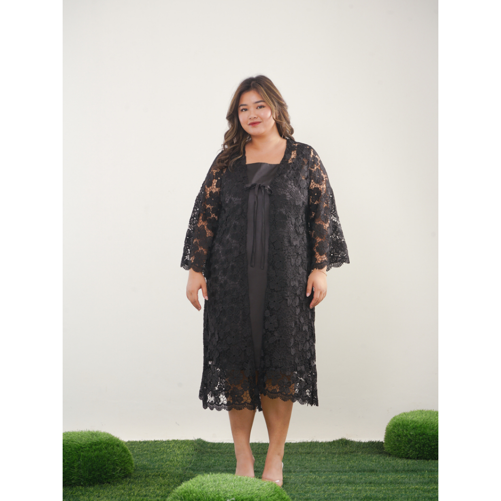 Xtramiles - Abigail set Midi Dress Brokat Big Size LD 130 cm XL - 3XL | Dress Pesta Brokat Wanita Bi