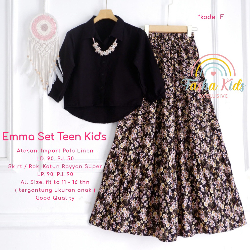 Ninand.id COD= NO CANCEL Setelan rok Emma denisa Elshira Remaja setelan by FASHA KIDS || 11-16 tahun