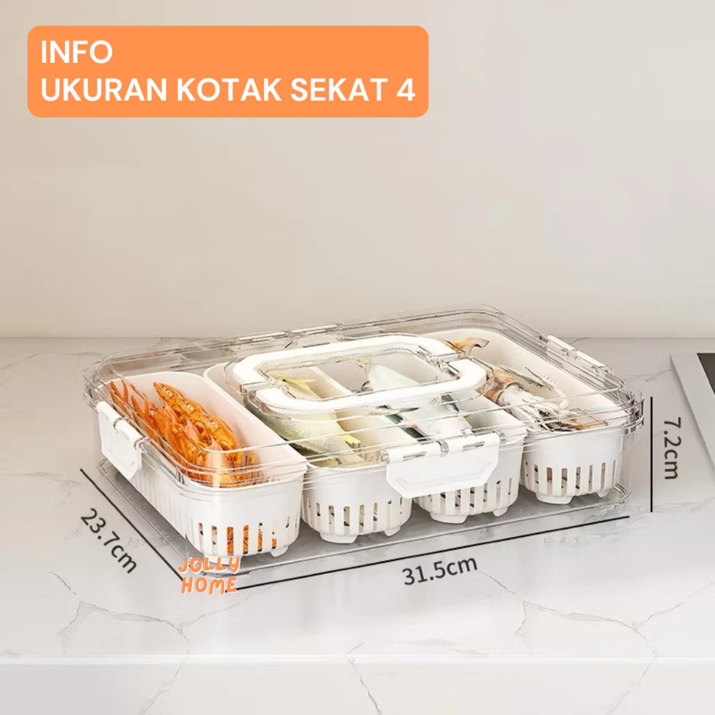 kotak penyimpanan 2 SEKAT & 4 SEKAT | KOTAK KONTAINER SAYUR | TEMPAT PENYIMPANAN SAYUR
