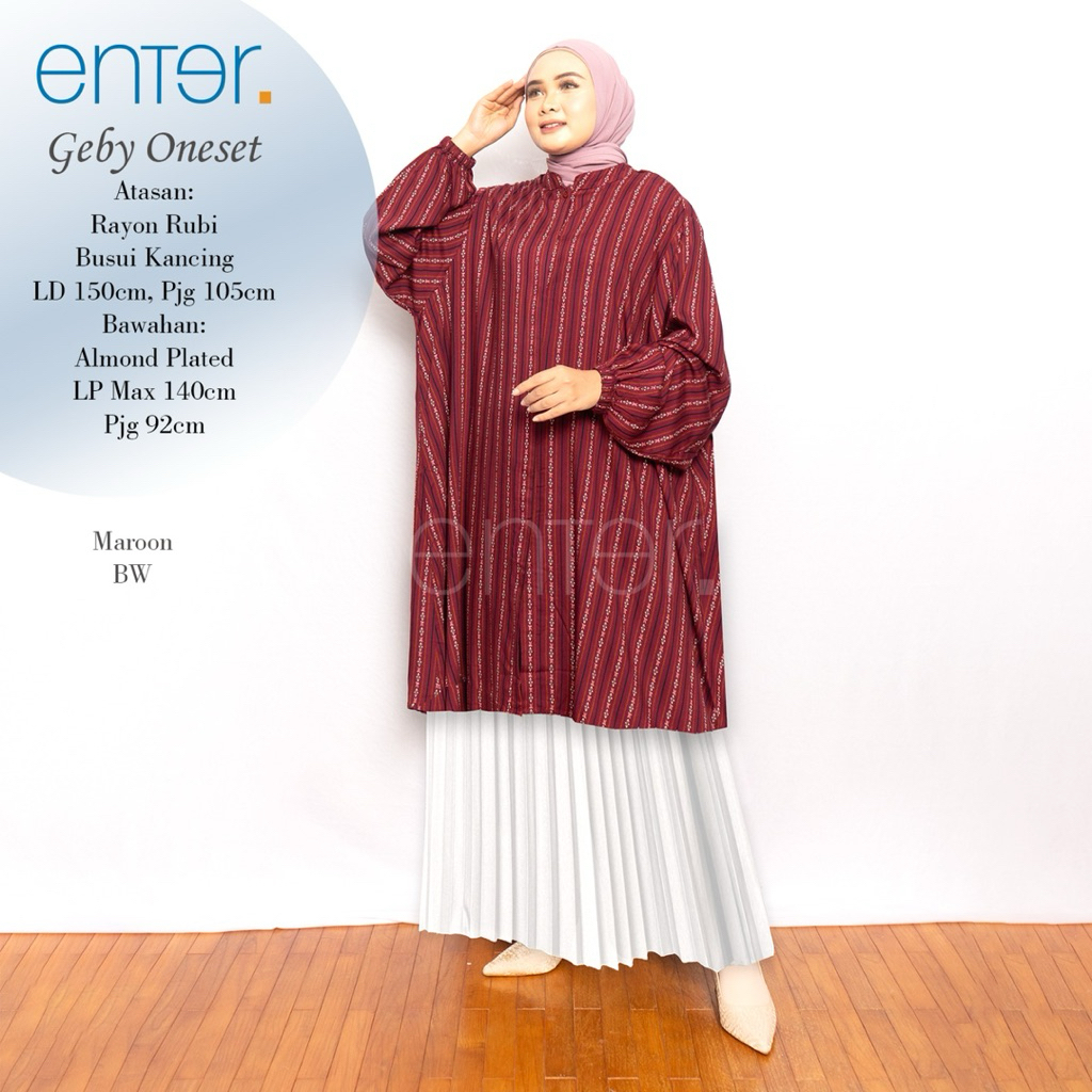 GEBY SET ONESET ENTER / GEBY SHIREN SET SALUR ATASAN TUNIK SET ROK SETELAN BIGSIZE JUMBO OVERSIZE LD