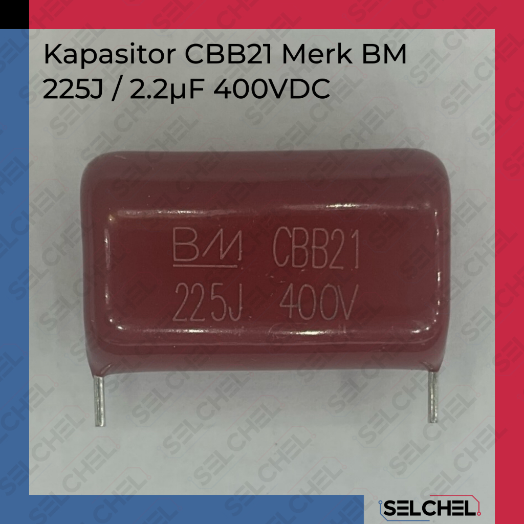 Kapasitor CBB21 BM 225J 2.2uF 400VDC Film Polyester