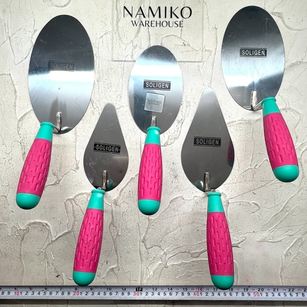 SOLIGEN Cetok sendok semen gagang fiber oval bulat 6 7 8 inch