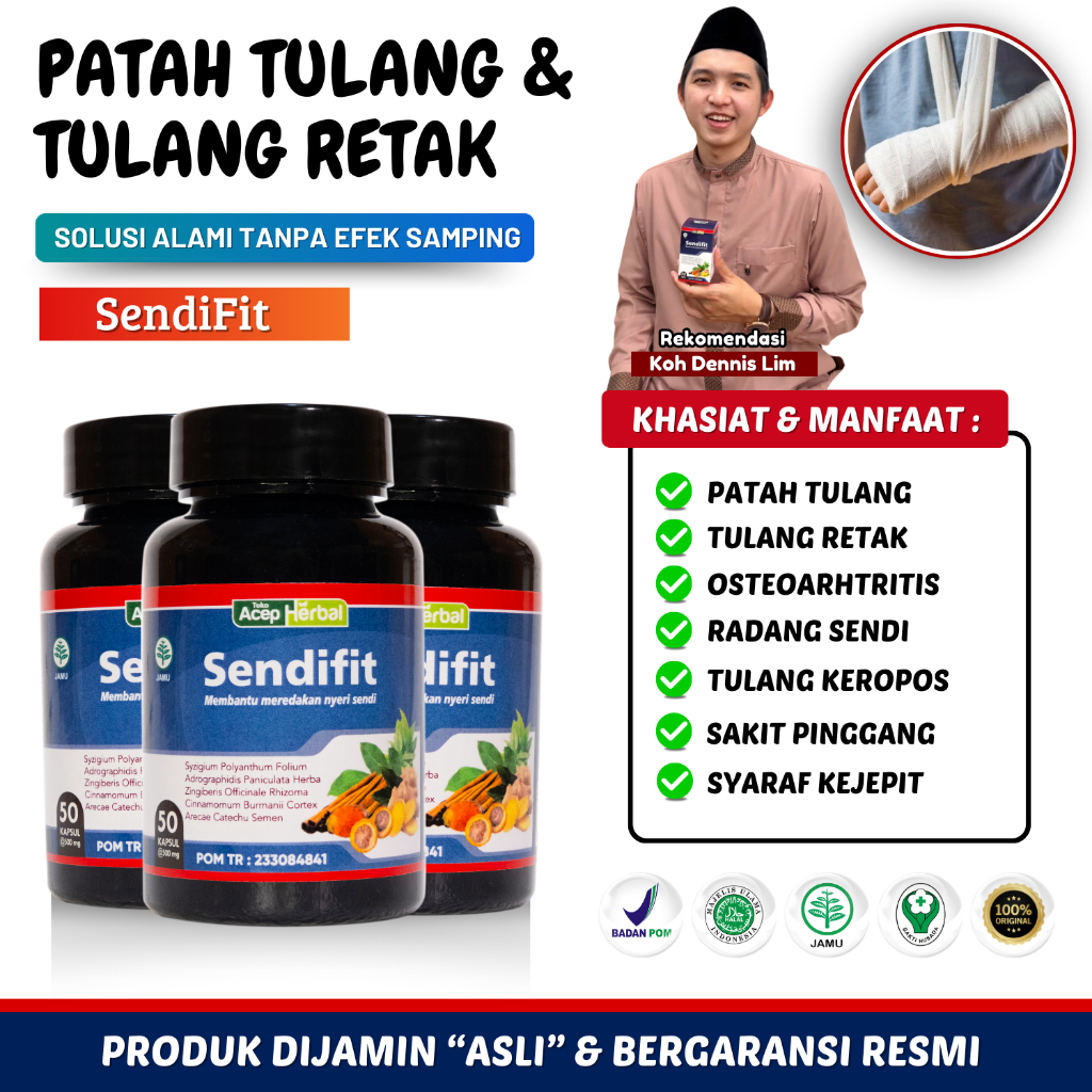 Obat Patah Tulang Dan Retak Vitamin Kalsium Tulang Keropos Osteoporosis Herbal - SendiFit Kapsul
