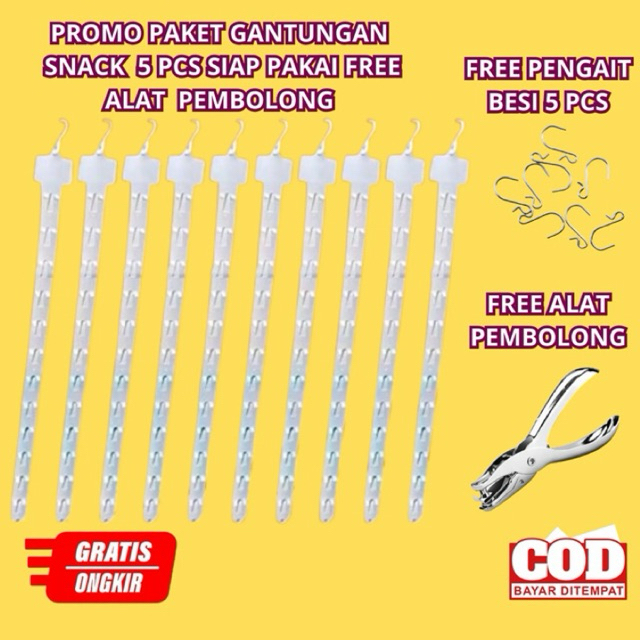 PROMO 5 PCS GANTUNGAN SNACK FREE PEMBOLONG SNACK GANTUNGAN SNACK WARUNG CANTOLAN SNACK GANTUNG STRIP