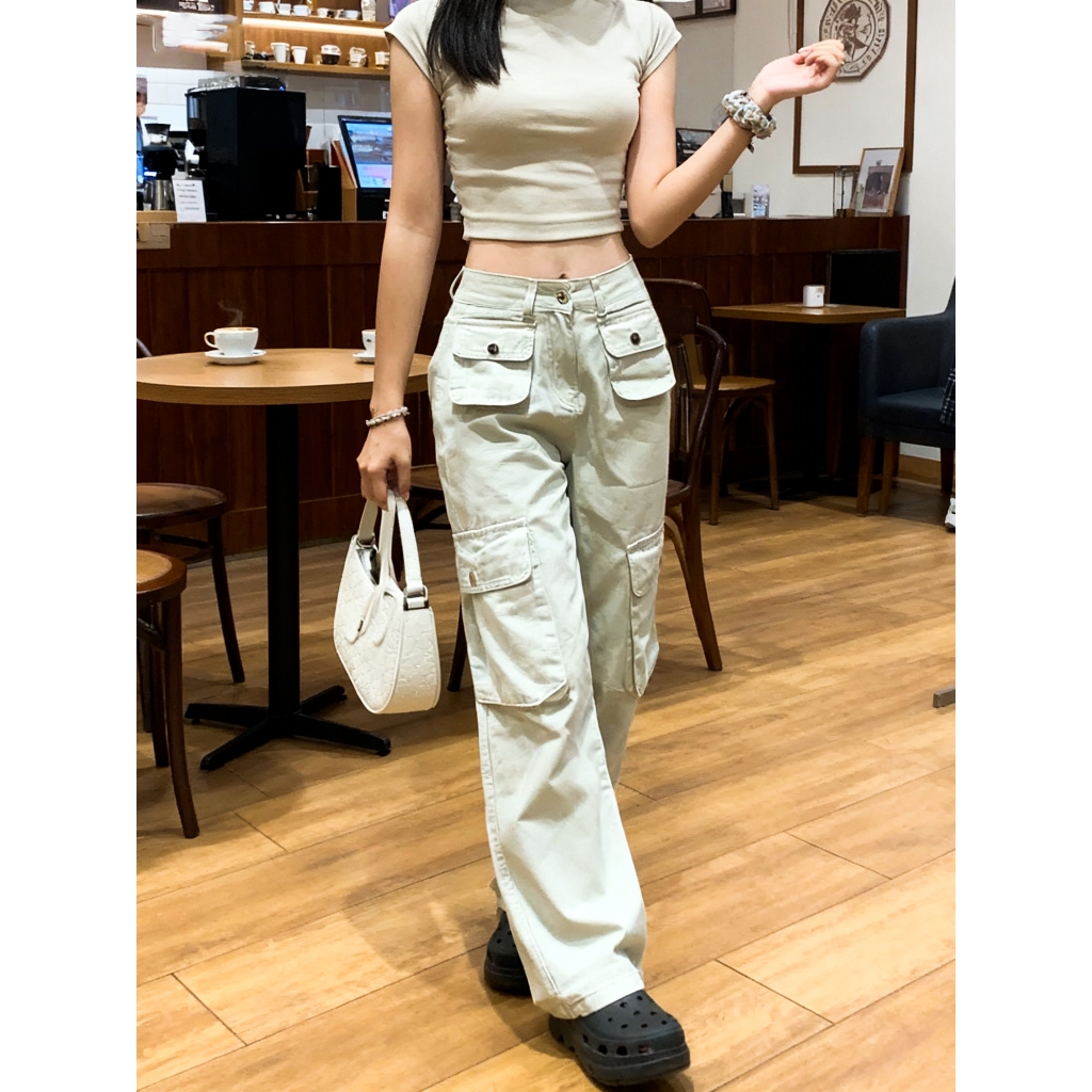 American High Street Gadis Panas Getaran Putih Jeans Untuk Wanita Tipis Musim Gugur Tipis Desain Kec