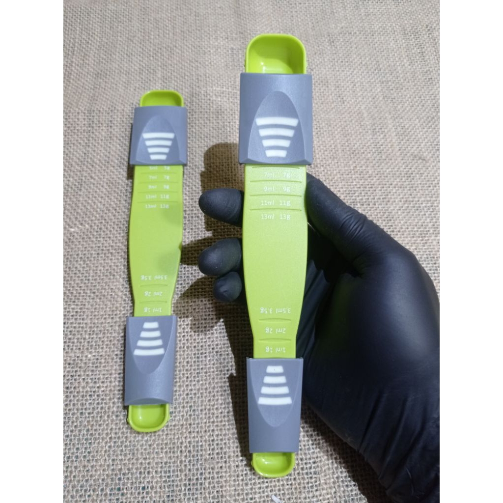 9 in 1 Sendok Takar geser Atau Sendok ukur 9 gramasi warna hijau bahan Plastik  JY066