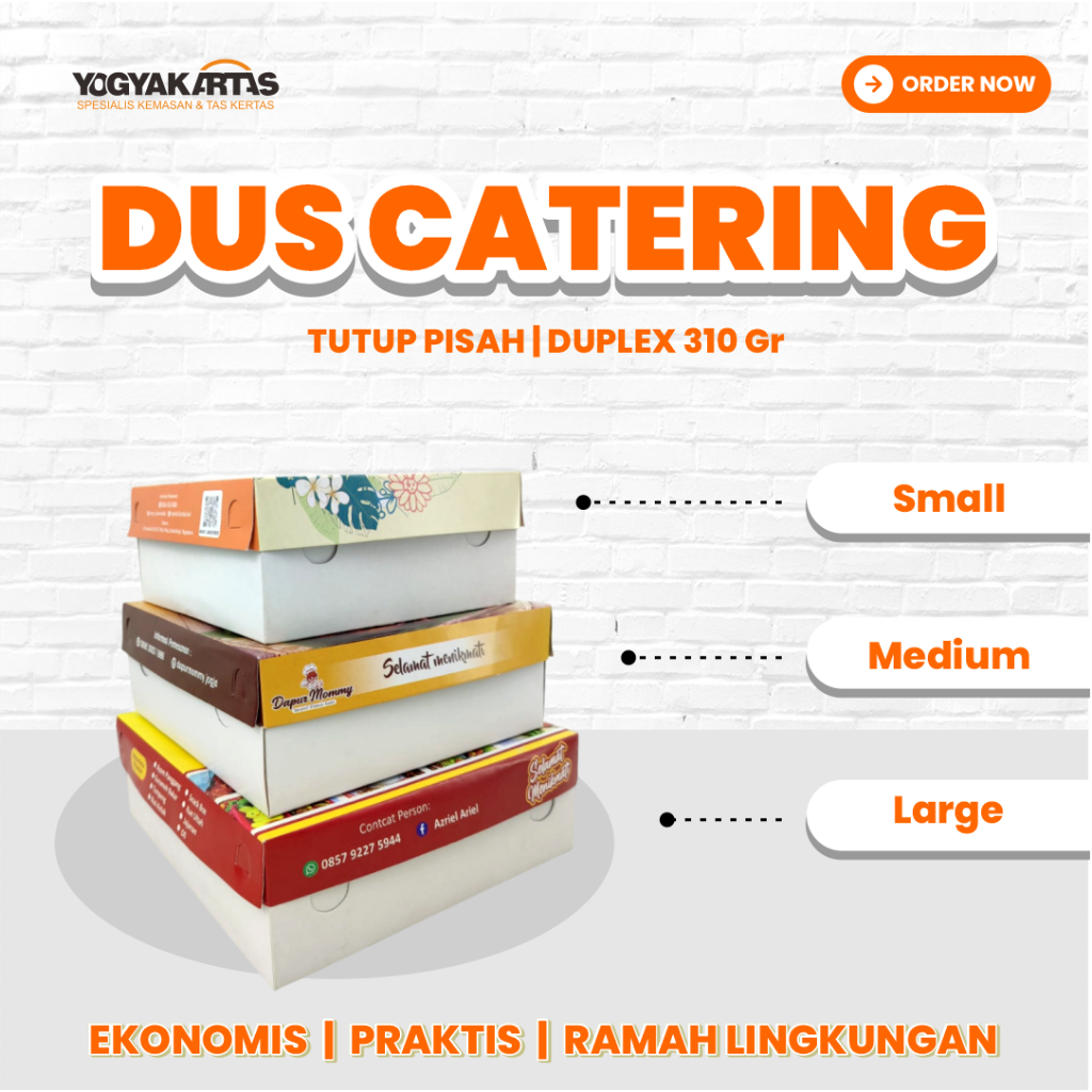 Custom Dus Nasi Kotak Duplex 500 Pcs Minimal | Dus Catering 18x18 | Cetak Dus Catering