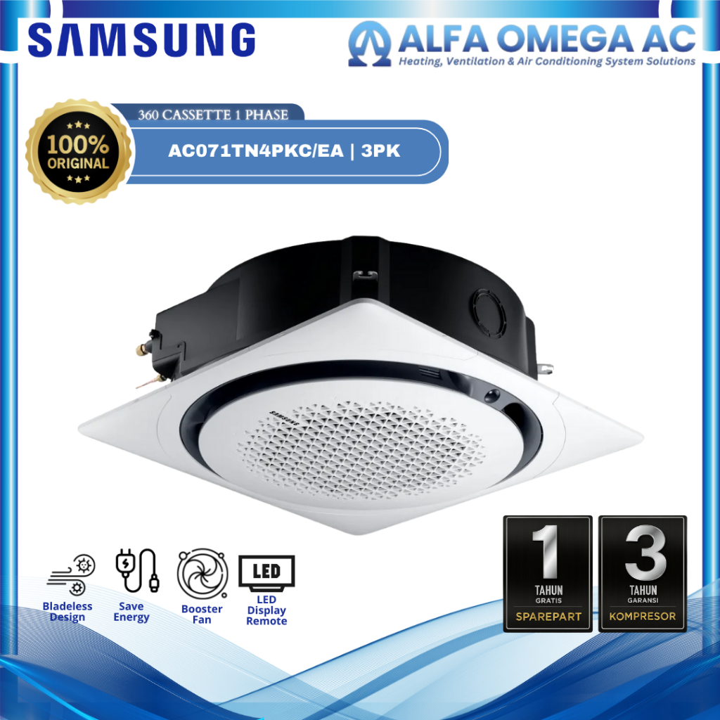 AC Samsung 3PK 360° Round Cassette Inverter AC071TN4PKC/EA | AC Cassette Inverter | Area Tangerang B