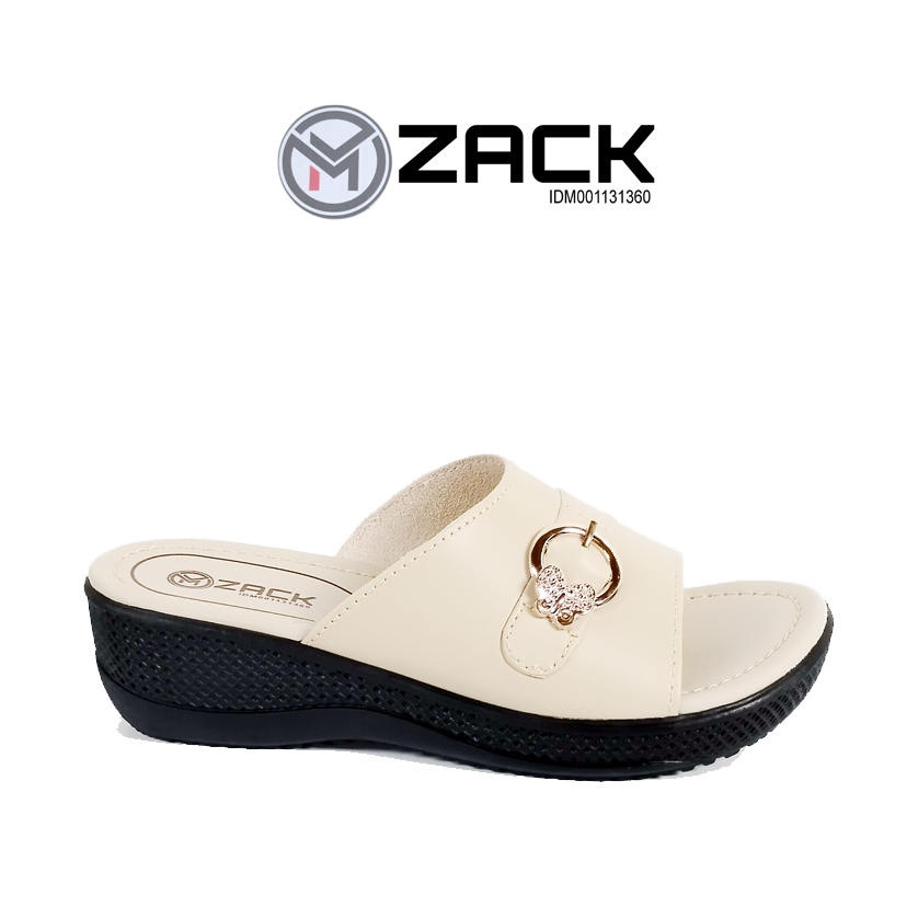 ZACK 38-42 Sandal Wanita Wedges Selop Trendy Cream Casual Jumbo "Sabuk"