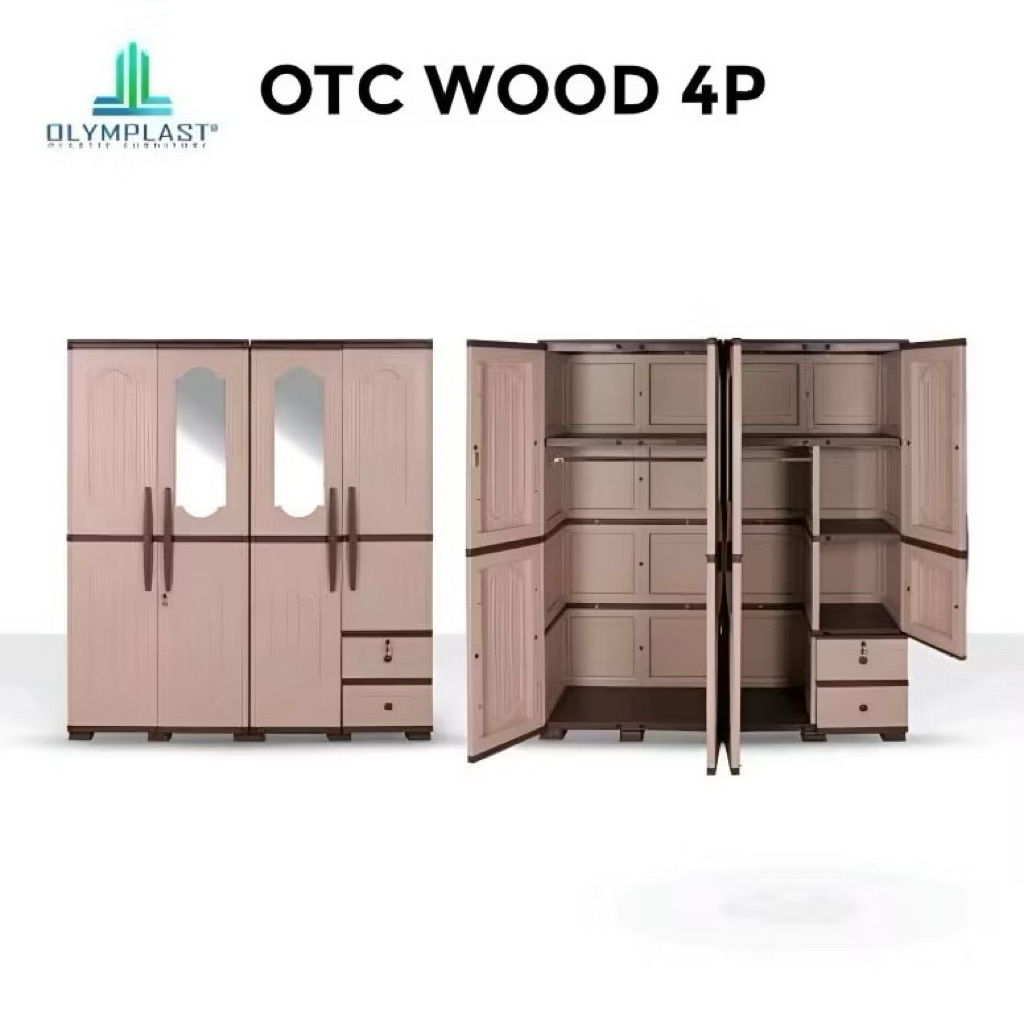 Olymplast Lemari Pakaian Plastik 4 Pintu OTC 4P Wood