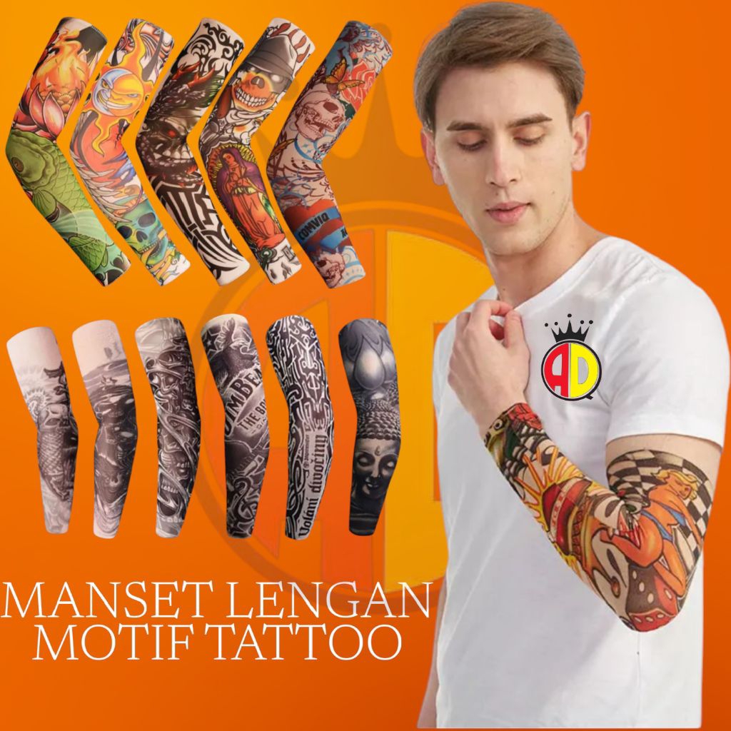 Manset Tangan Tattoo Pria_Manset Lengan Motif Tattoo_Manset Lengan Panjang Pria dan Wanita
