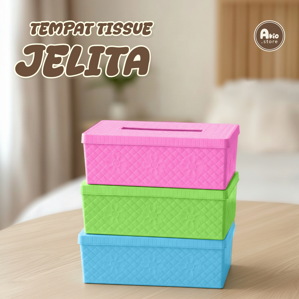 TEMPAT TISSUE JELITA BESAR FRUITELLA WANKY - Wadah Kotak Persegi Panjang Plastik Motif Anyaman