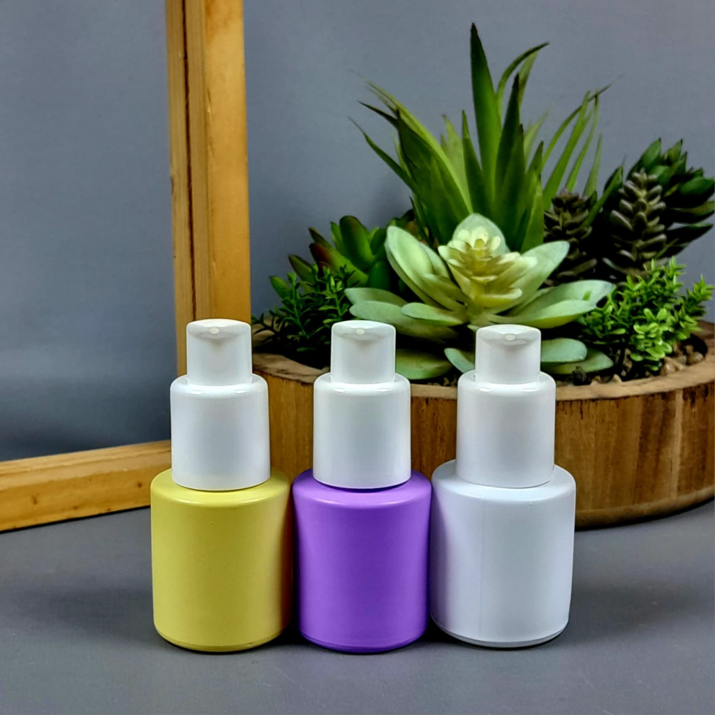 Botol Treatment Pump 20 ML Kaca Doff Bahu Datar / Botol Serum 20 ML / Botol Lotion 20 ML / Botol Ski