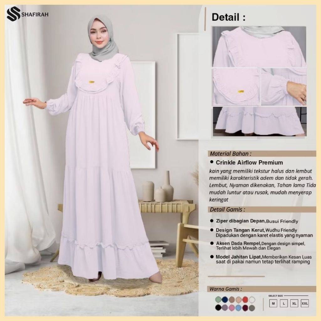 Dress Rempel Susun - Gamis Rempel - Gamis Rempel Putih