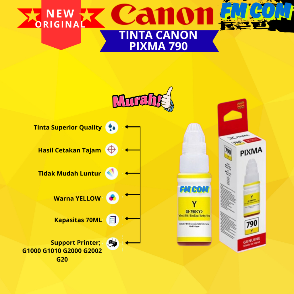 Tinta Original Canon 790 Yellow GI790Y - Tinta Canon G1010 G2010 G3010 G4010