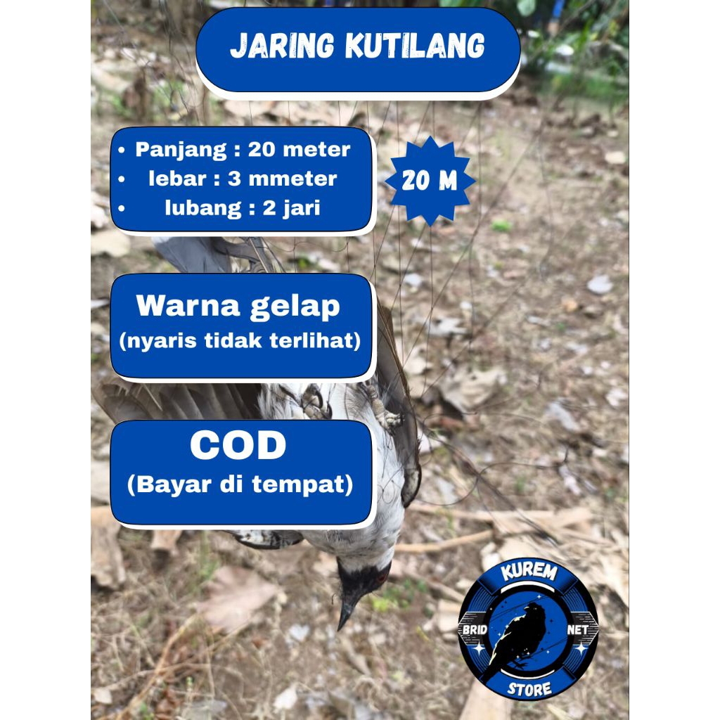 jaring burung perkutut 20 meter × 3 meter