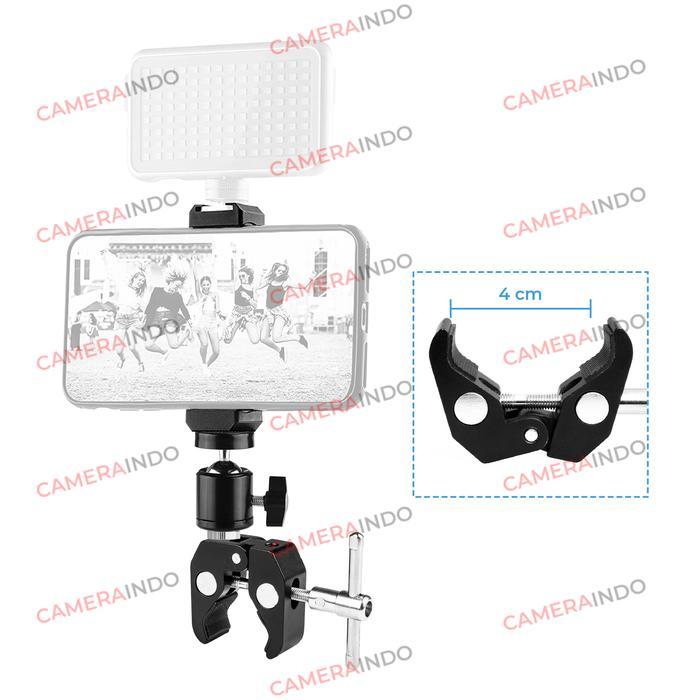 Clamp phone holder jepit lighstand tripod tiang vlog live