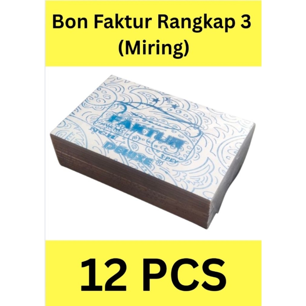 

(12pcs)Bon Faktur / Nota Kontan Deluxe NCR 3ply Kecil(Miring)