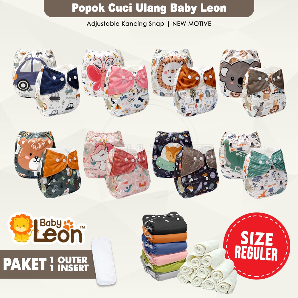 BABY LEON Premium Popok Bayi + Free Insert Clodi || Baby Leon Clodi Kain Cuci Ulang Dengan Insert BY