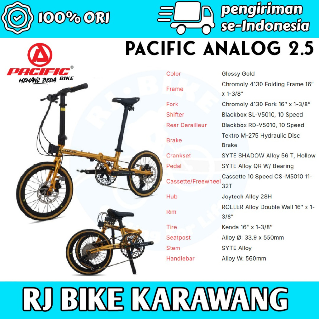 SEPEDA LIPAT FOLDING BIKE PACIFIC 16 ANALOG 2.5  16 ANALOG 3.0 16 KODIAK L 16 KODIAK E GARANSI RESMI
