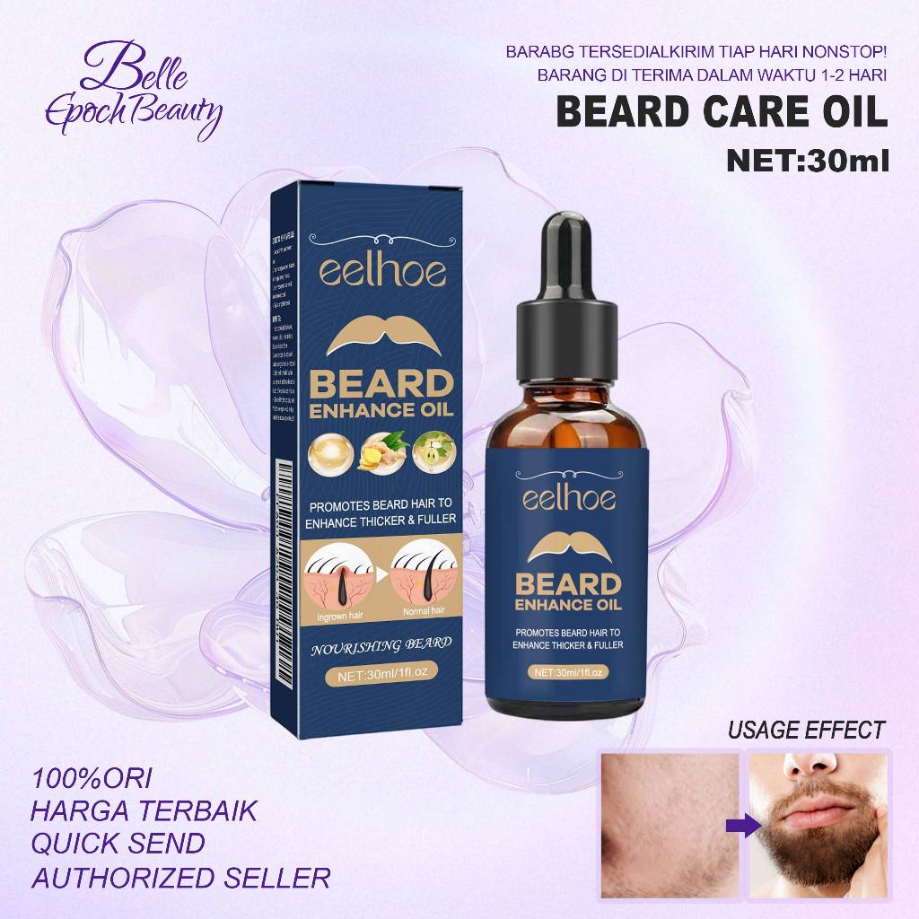 EELHOE Beard Enhance Oil 30ml - Men Beard Growth Oil Minyak Penumbuh Kumis Beard Oil Serum Enhancer 