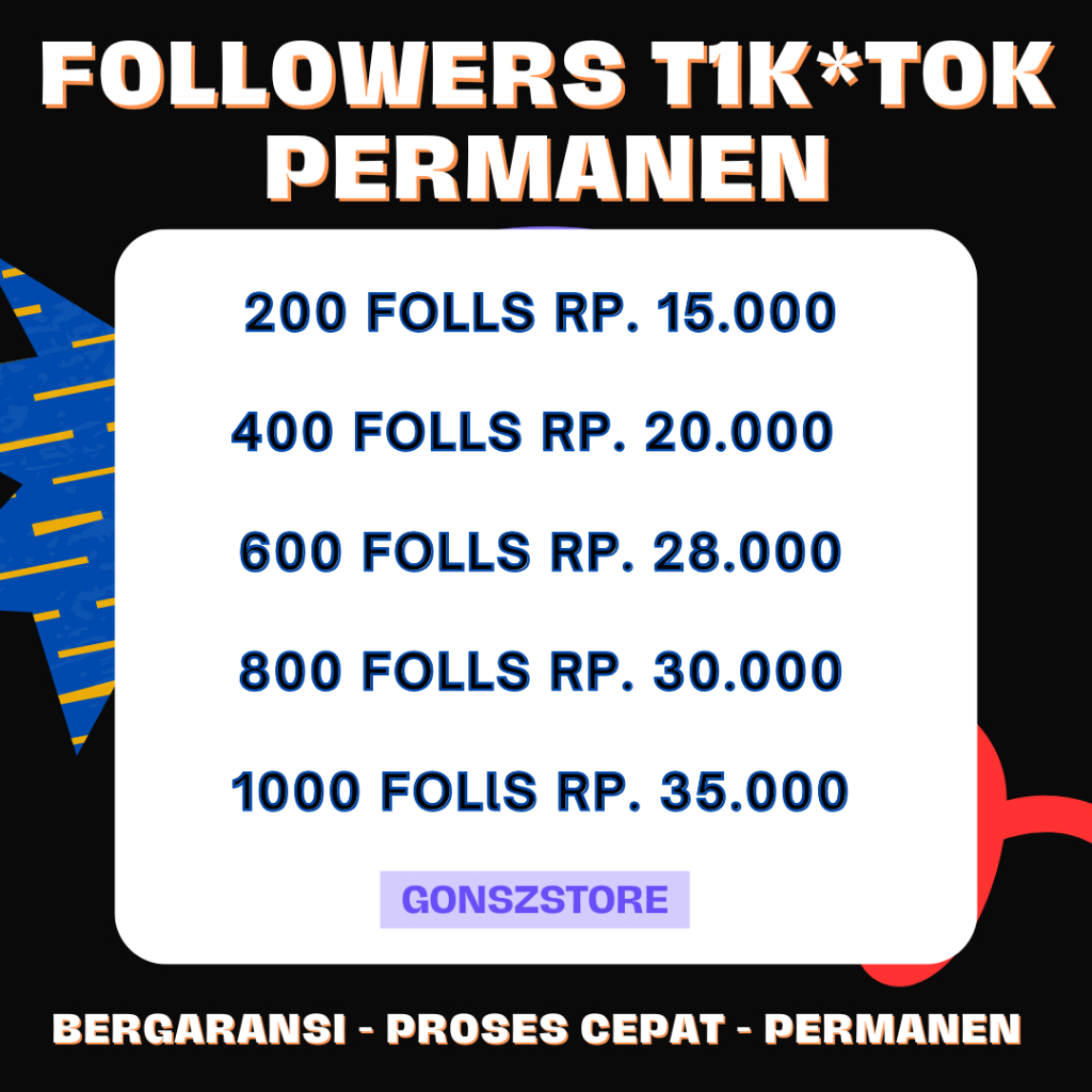 FOLLOWER Tiktok Pengikut Tiktok Permanen Aktif Murah Followers TikTok Permanen Aman Begaransi